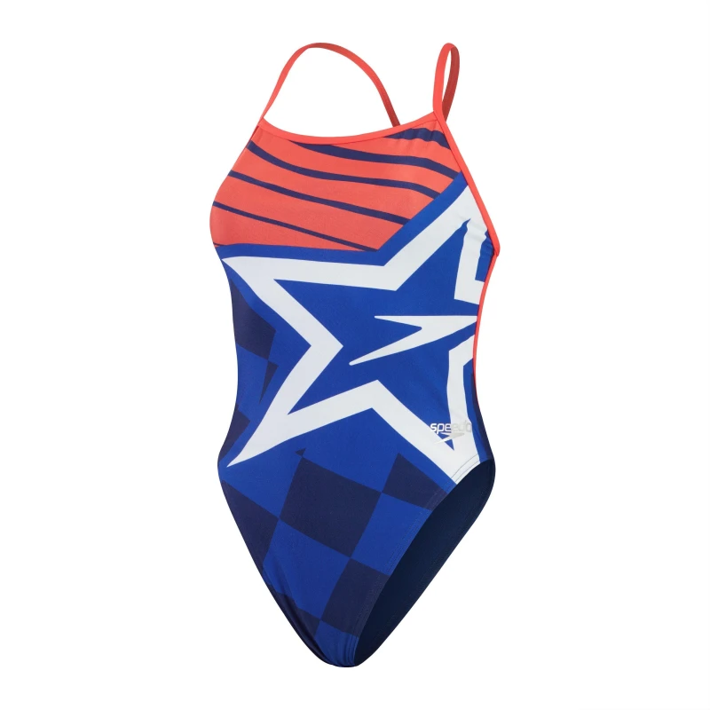Image of Speedo Womens Placement Digital Vback - Blue Blue 10