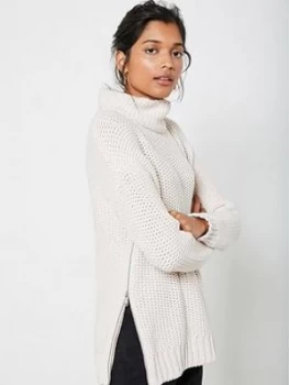 Image of Mint Velvet Chunky Stand Collar Jumper - Blush