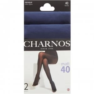 image of Charnos 2 pair pack 40 denier matt tights - Navy