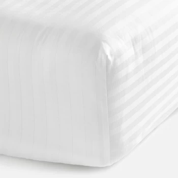 Image of White 100% Egyptian Cotton Sateen Stripe Fitted Sheet - Super king