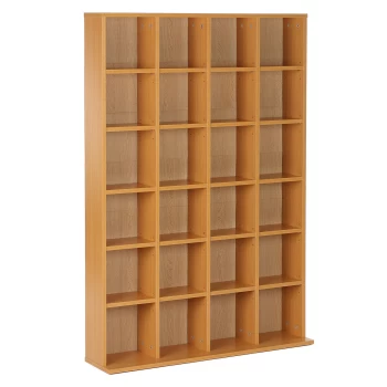 Image of HOMCOM 480 CD / 312 DVD Storage Shelf Rack Media Storage Unit Shelves Racks Wooden Bookcase Display Unit with 4 Adjustable Shelves Wood AOSOM UK