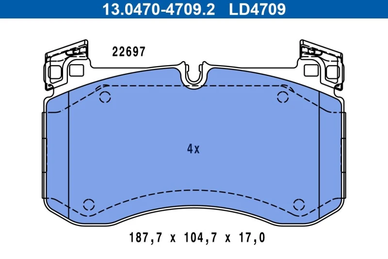 Image of ATE 13.0470-4709.2 Brake pad set Ceramic excl. wear warning contact Brake Pad Set,disc brake (402)