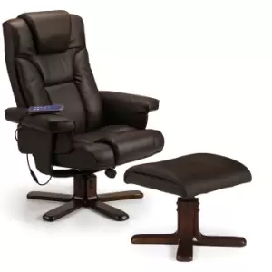 image of Julian Bowen Malmo Massage Recliner & Stool - Brown