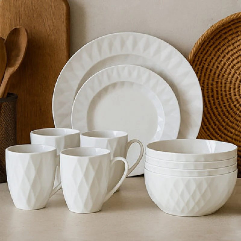Image of Orsina Livorno 16 PC Embossed Geo Dinner Set