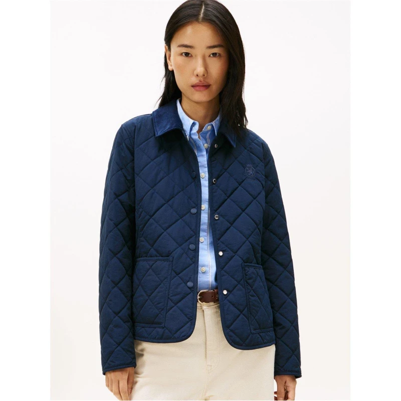 Image of Tommy Hilfiger Womens Slim Quilted Jacket Dark Night Navy female 16 (XL)