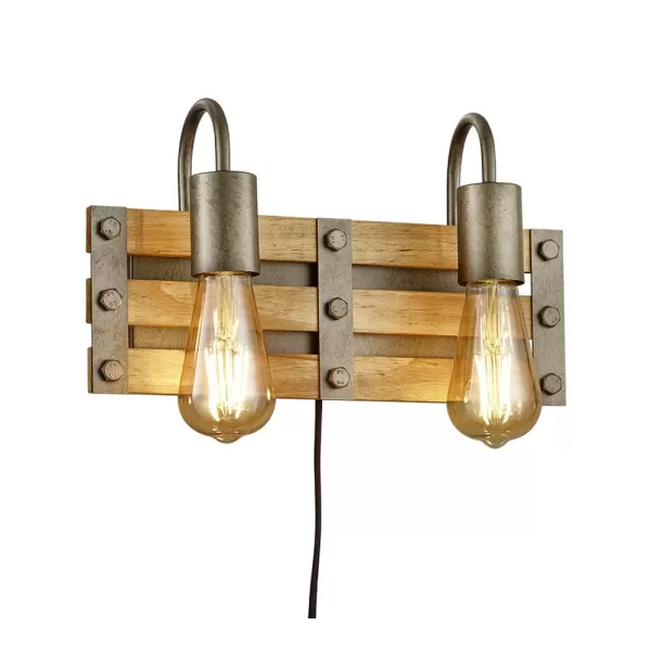 Image of Khan Vintage 2 Light Wall Lamp Nickel antique