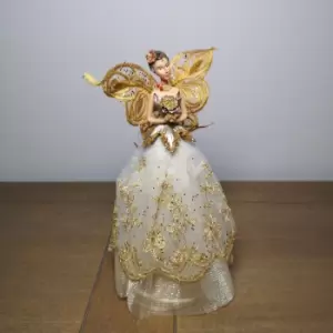 image of 23cm Festive Christmas Tree Topper Angel Fairy Decoration In Champagne Gold