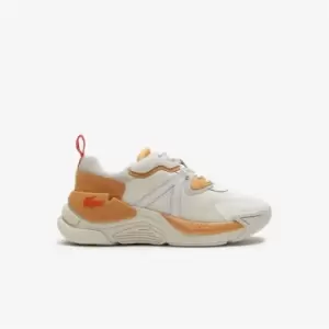 Image of Womens Lacoste LW2 Xtra Leather Colour-Pop Trainers Size 4 UK White & Light Pink