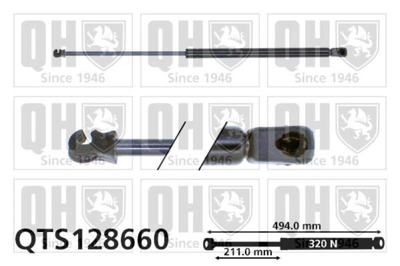 Image of QUINTON HAZELL Tailgate strut QUINTON HAZELL QTS128660