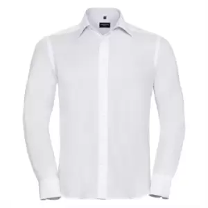 Image of Russell Collection Mens Long Sleeve Ultimate Non-Iron Shirt (14.5inch) (White)