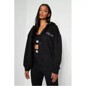 image of I Saw It First Reclaim Sustainable Staples Oversized Zip Front Hoodie - Black