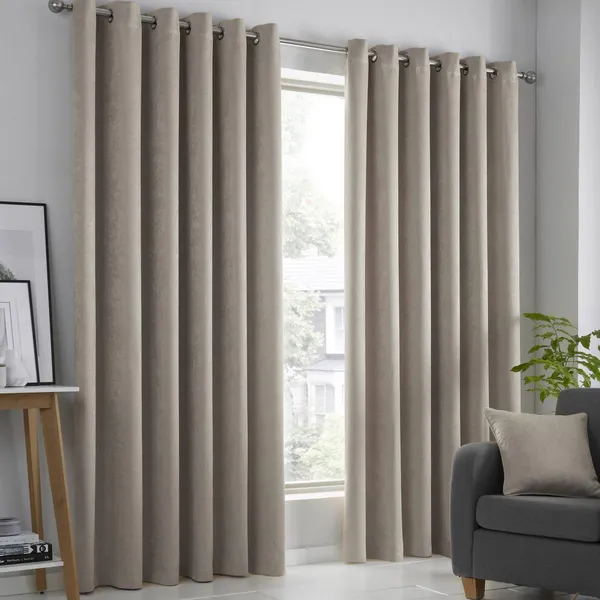 Fusion Fusion Strata Eyelet Curtains Natural 117 x 183cm FS66531