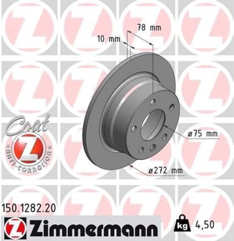 Image of ZIMMERMANN Brake disc ZIMMERMANN 150.1282.20