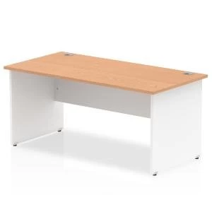 Image of Trexus Desk Rectangle Panel End 1600x800mm Oak Top White Panels Ref