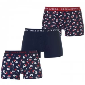Image of Jack and Jones 3 Pack Christmas Wish Boxers - Navy Blazer