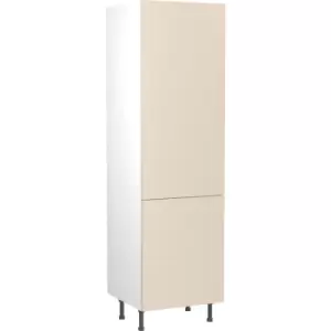 Image of Kitchen Kit Flatpack Slab Kitchen Cabinet Tall Fridge & Freezer 70/30 Unit Super Gloss 600mm in Cashmere MFC