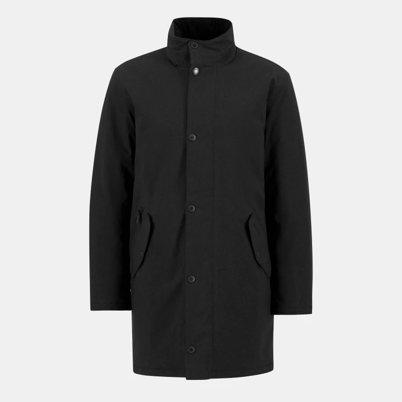Image of Barbour Mens Winter Powell Waterproof Long Sleeve Long Puffer Jacket Black BK11 male 2XL