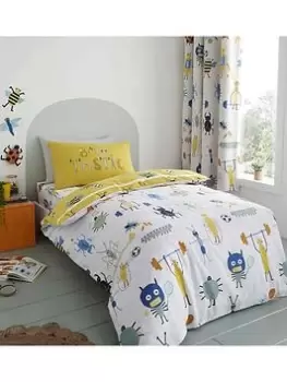 Image of Catherine Lansfield Bugtastic Duvet Cover Set - White Yellow, Multi, Size Toddler