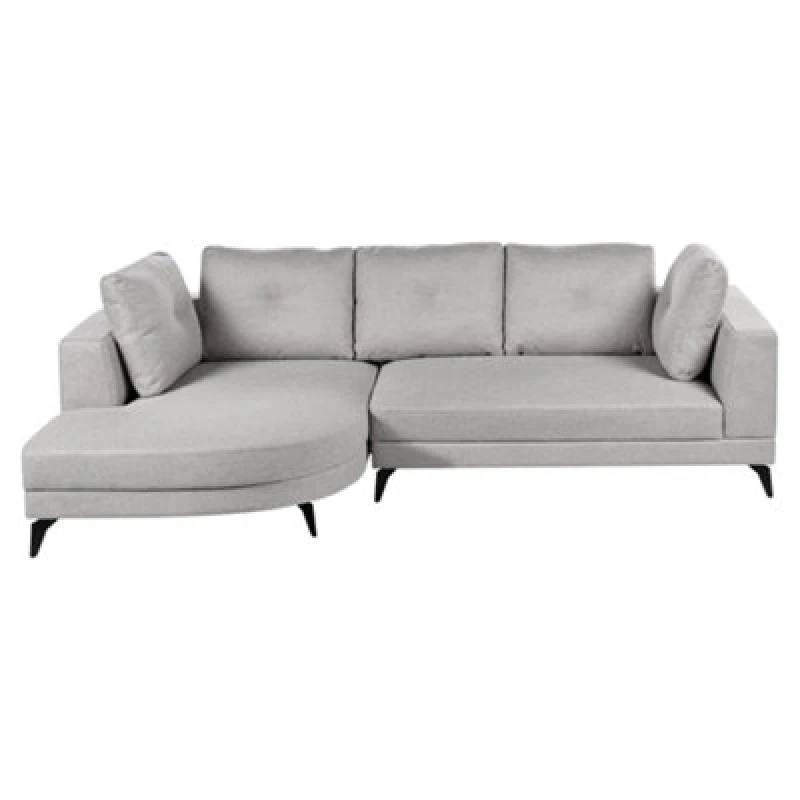Image of Beliani Corner Sofa 3 Seater Marum Faux Linen Grey Right Hand