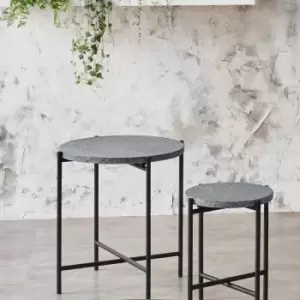 Image of Black Terrazzo & Matt Black Metal Table Large