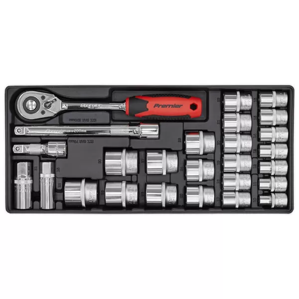 image of Sealey TBT35 Tool Tray Socket Set 26pc 1/2Sq Drive