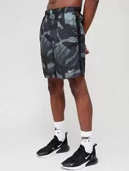 Image of Nike Challenger Mens 18cm (approx.) Brief-Lined Camo Running Shorts - Black, Size 2XL, Men