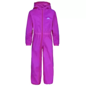 Image of Trespass Childrens/Kids Button Rain Suit (7-8 Years) (Purple Orchid)