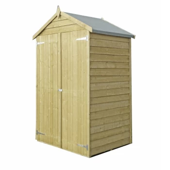 image of Shire Pressure Treated Overlap Apex Shed - 4ft x 3ft (1200mm x 910mm) Natural Wood OVED0403POL-1AA