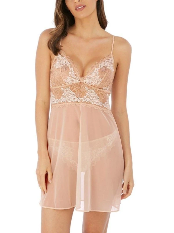 Image of Wacoal Womens Lace Perfection Chemise in Beige Size: 14 Beige Female 14