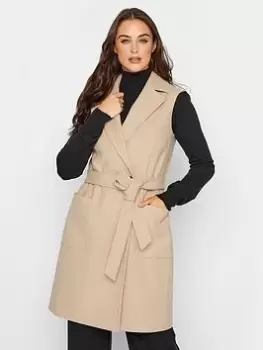 Image of Long Tall Sally Sleeveless Cosy Jacket - Stone, Beige, Size 22, Women