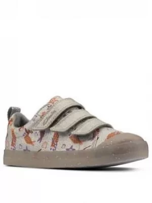 Image of Clarks Clarks Foxing Print Kid Mermaid Canvas Shoe, Silver, Size 1 Older