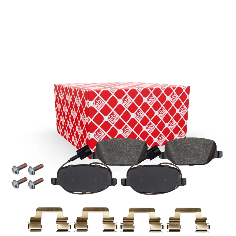Image of FEBI BILSTEIN 175272 Brake pad set Rear Axle, incl. wear warning contact, with fastening material Brake Pad Set,disc brake (402)