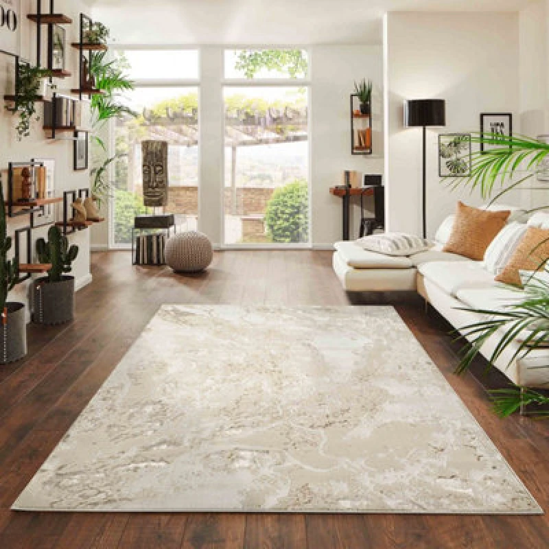 Image of Picasso Modern Living Room Rug - Abstract Area Rugs Beige Beige 120X170 Cm