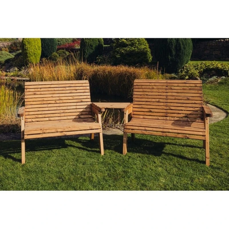 Image of Churnet Valley Garden Furniture Ltd Valley 4 Seat Set 2X2B Angled Tray - Timber - Fully Assembled in Brown Brown Unisex