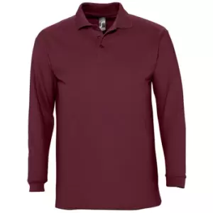 Image of SOLS Mens Winter II Long Sleeve Pique Cotton Polo Shirt (XL) (Burgundy)