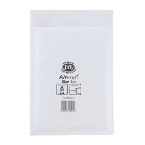 image of Jiffy Airkraft Size 1 Postal Bags Bubble lined Peel and Seal 170x245mm White 1 x Pack of 100 Bags