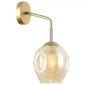 Italux Borgo - Modern Wall Lamp Golden, Honey 1 Light with Amber Shade, E27