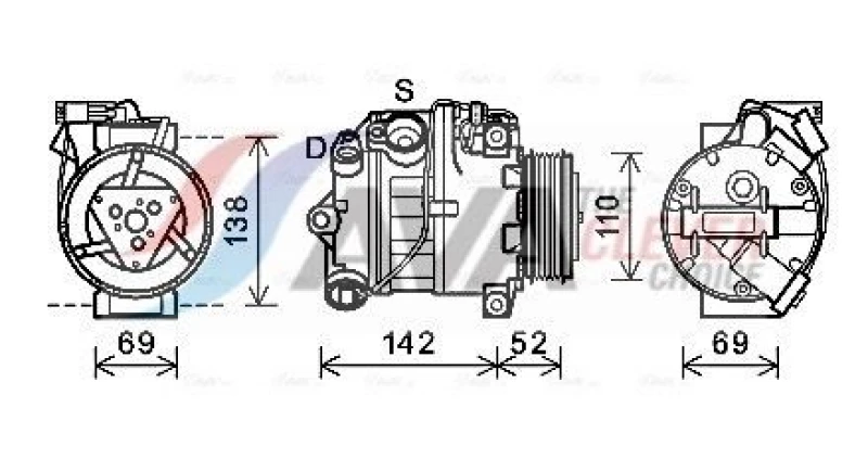 Image of Air conditioning compressor AVA COOLING SYSTEMS BWAK442