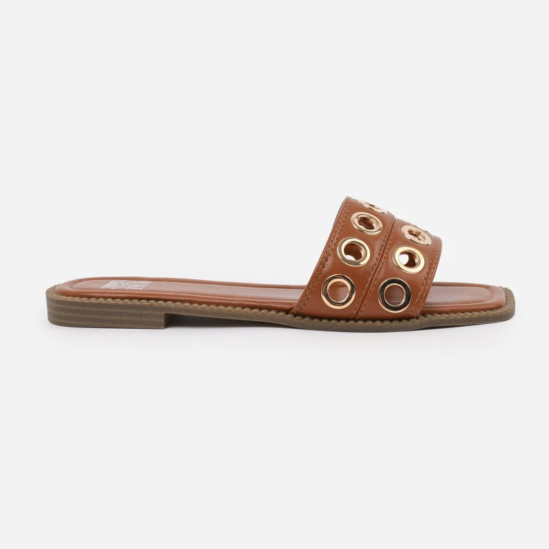 Image of Wheres That From Wheres That From Tan PU Bonnie Flatform Sandal - Brown Brown 8
