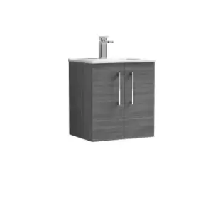 image of Nuie Arno 500mm Wall Hung 2 Door Vanity & Basin 2 Anthracite