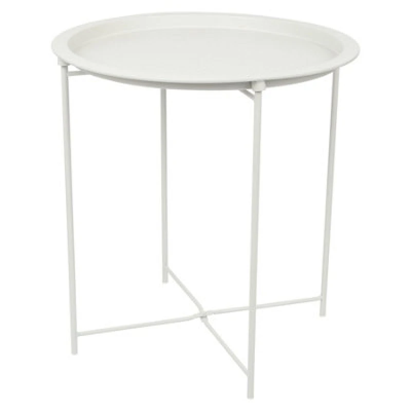 Image of Harbour Housewares Round Steel Tray Table - Matt White