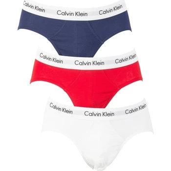 image of Calvin Klein Jeans 3 Pack Cotton Stretch Briefs mens Boxer shorts in Multicolour - Sizes UK M,UK L,One size