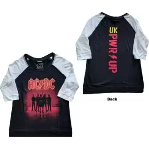 Image of AC/DC - PWR-UP UK Ladies XXXX-Large Raglan T-Shirt - Black,White