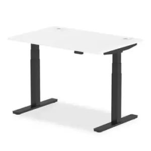 Image of Air 1200 x 800mm Height Adjustable Desk White Top Cable Ports Black Leg
