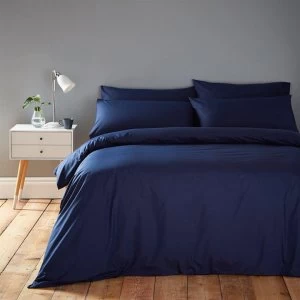 image of Linea Cotton Rich Fitted Sheet - Navy