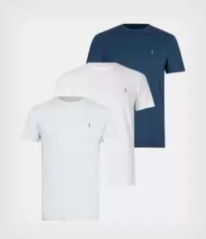 Image of AllSaints Mens Brace Crew T-Shirt 3 Pack, Blu/powder Blu/wht, Size: L