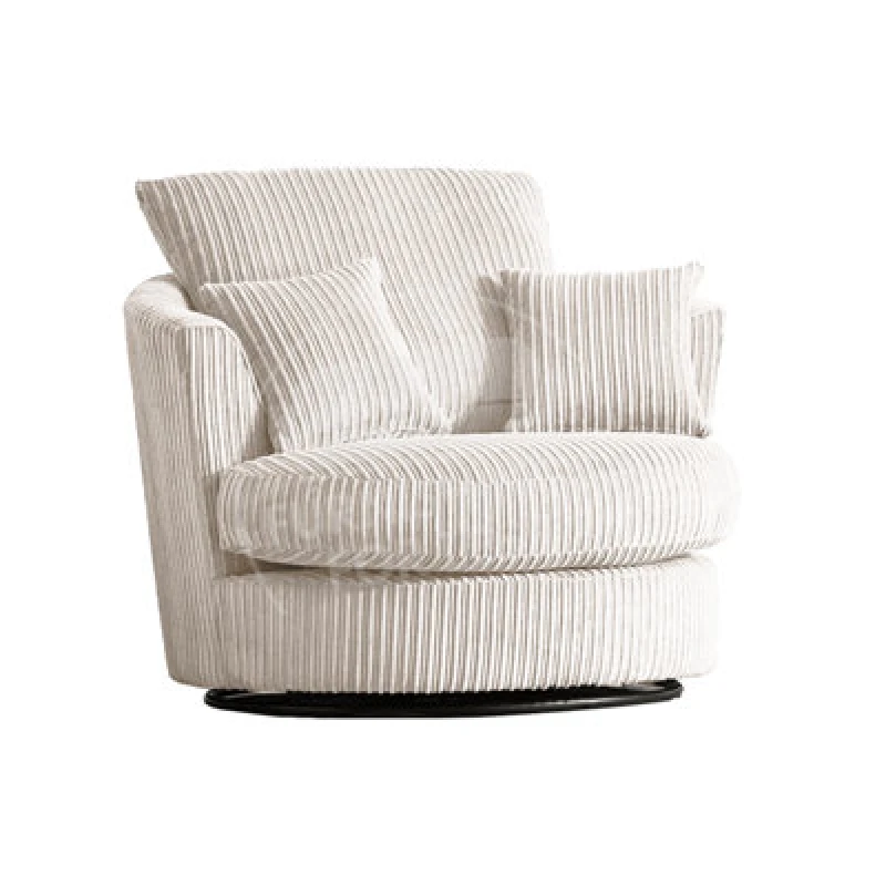Image of Furnishings For Less UK Luxor Jumbo Cord Cream Fabric Single Seater 360 Degree Swivel Chair Sofa Accessory