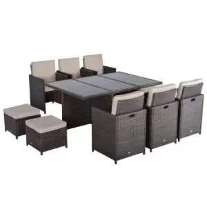 Image of Outsunny 11Pc Garden Rattan Dining Set Cushion Patio Table Chair Conservatory