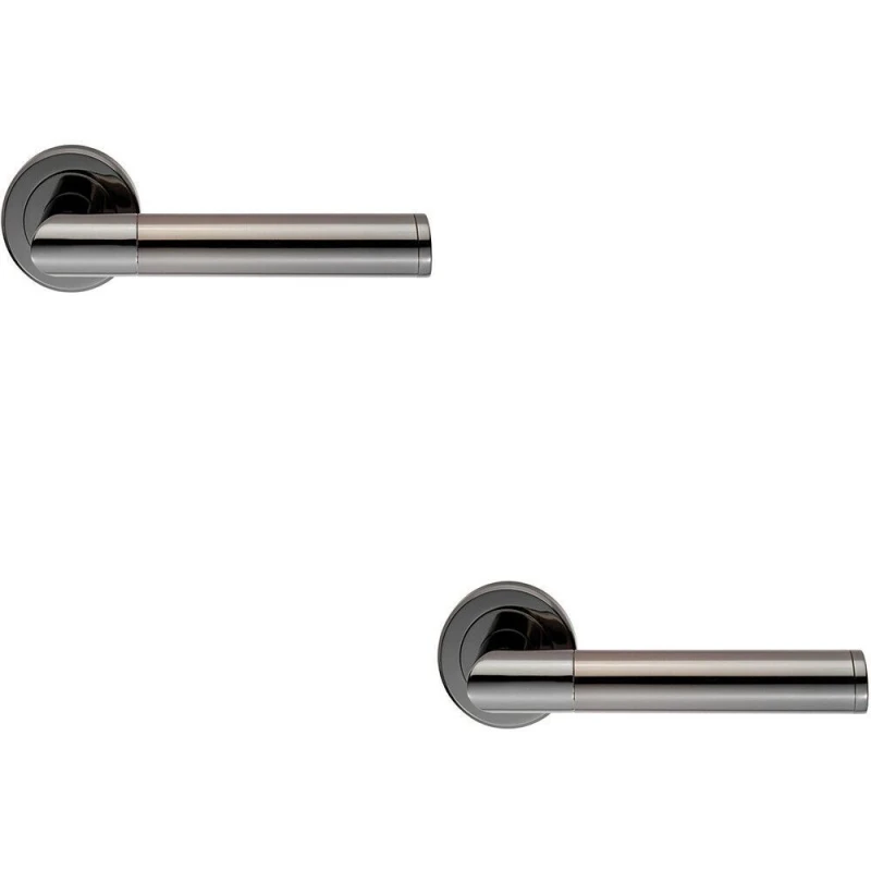 Image of Loops 2x PAIR Sectional Round Bar Handle on Round Rose Concealed Fix Black Nickel Metallics