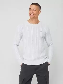 Image of Tommy Jeans Tjm Reg Cable Sweater, Grey, Size XL, Men